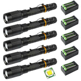 5 Lamparas Tacticas Led T6 990000 Baterias Recargables